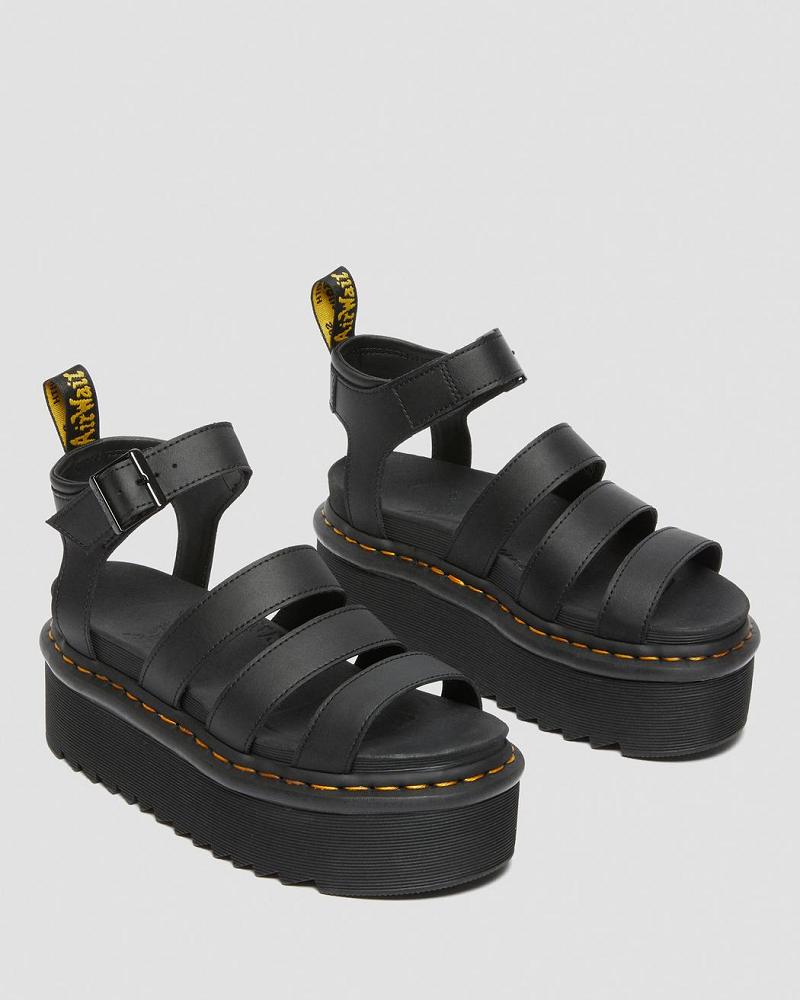 Sandalias Con Tiras Dr Martens Blaire Hydro Cuero Plataforma Mujer Negros | MX 465HAP